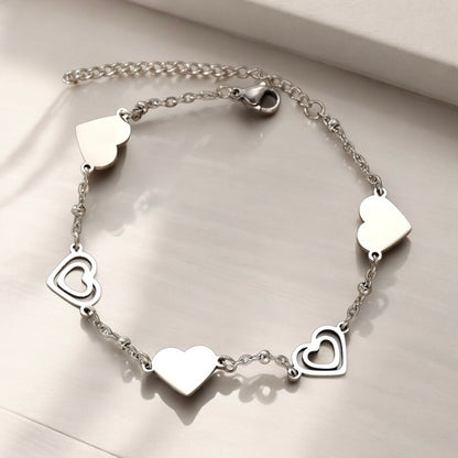 Five Hearts Charm Bracelet