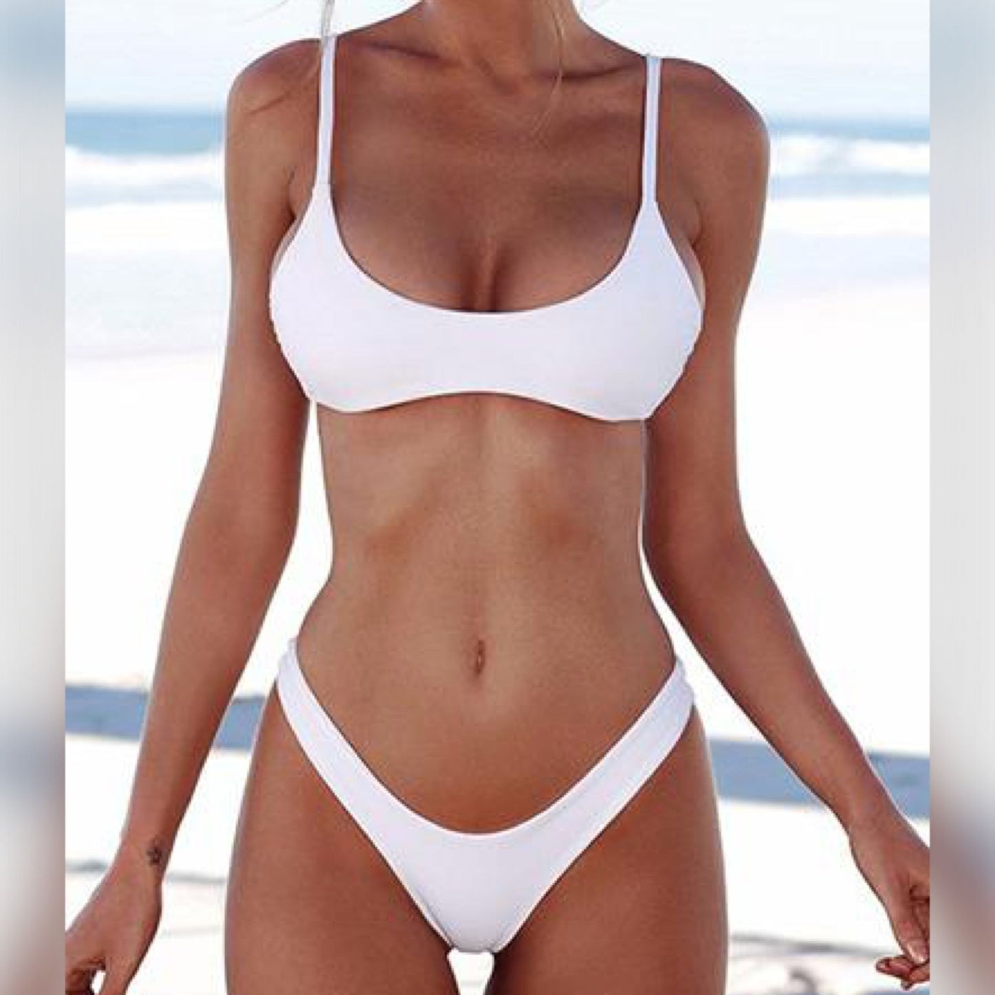 Women Nylon White Bikini Set