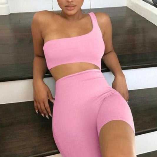 Women Waist Cut Out Pink Short Romper