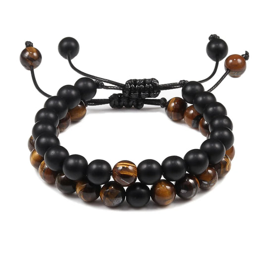 Natural Stone Beads Men 2 Piece Set Bracelet