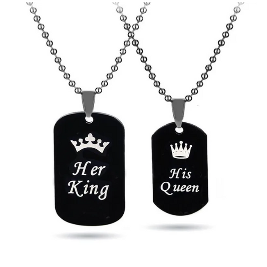 Her King His Queen Matching Couple Necklaces