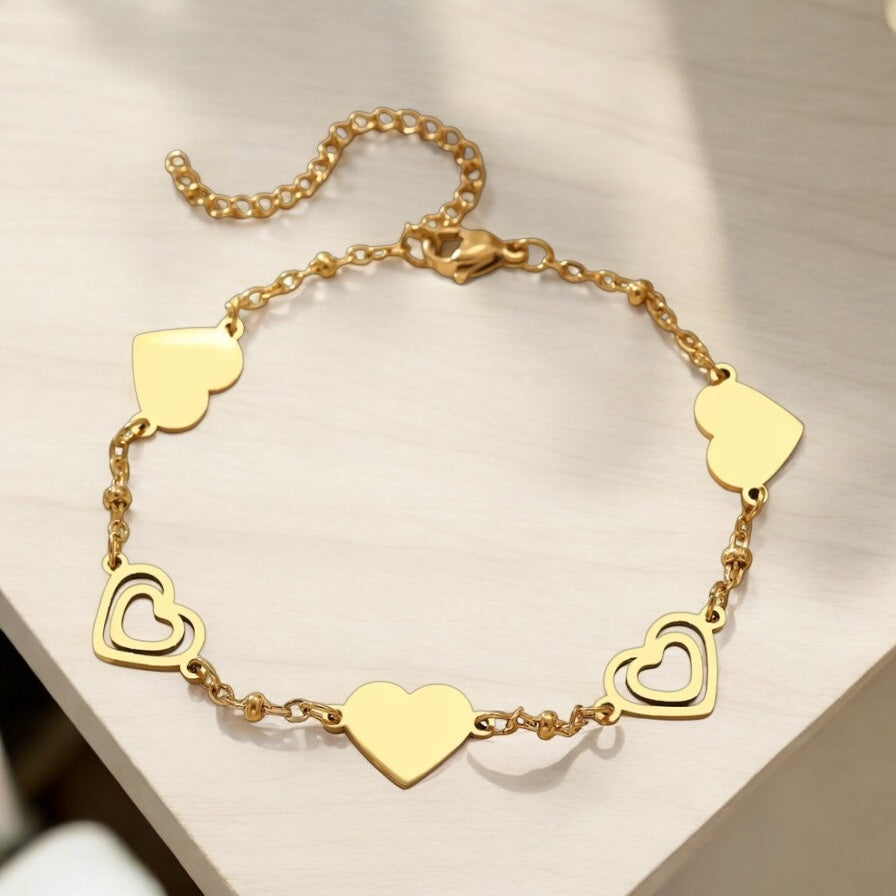 Five Hearts Charm Bracelet