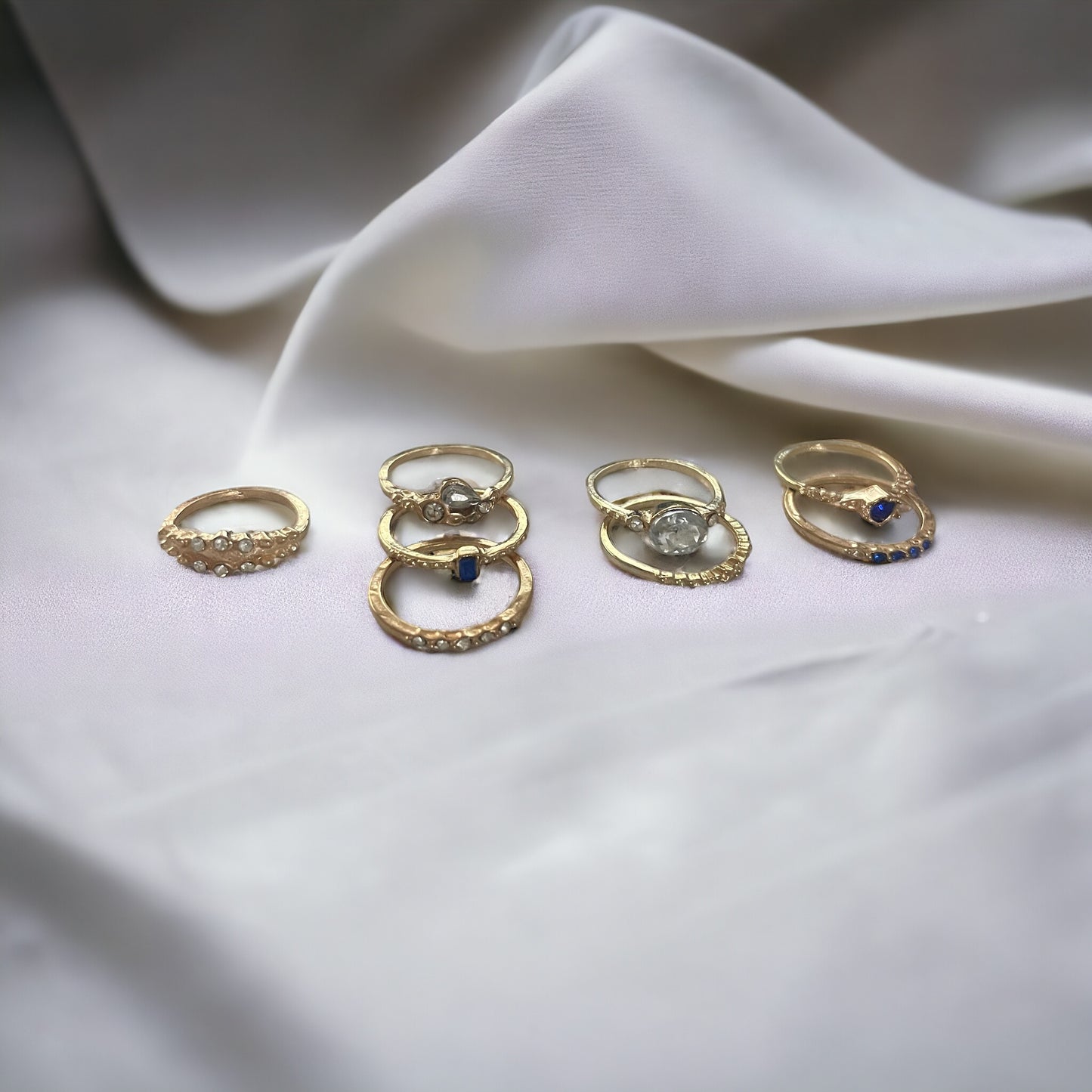 Vintage Gold Blue Ring Set