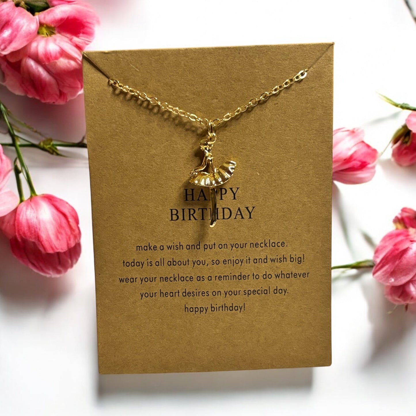 Dance Girl Pendant Birthday Card & Necklace