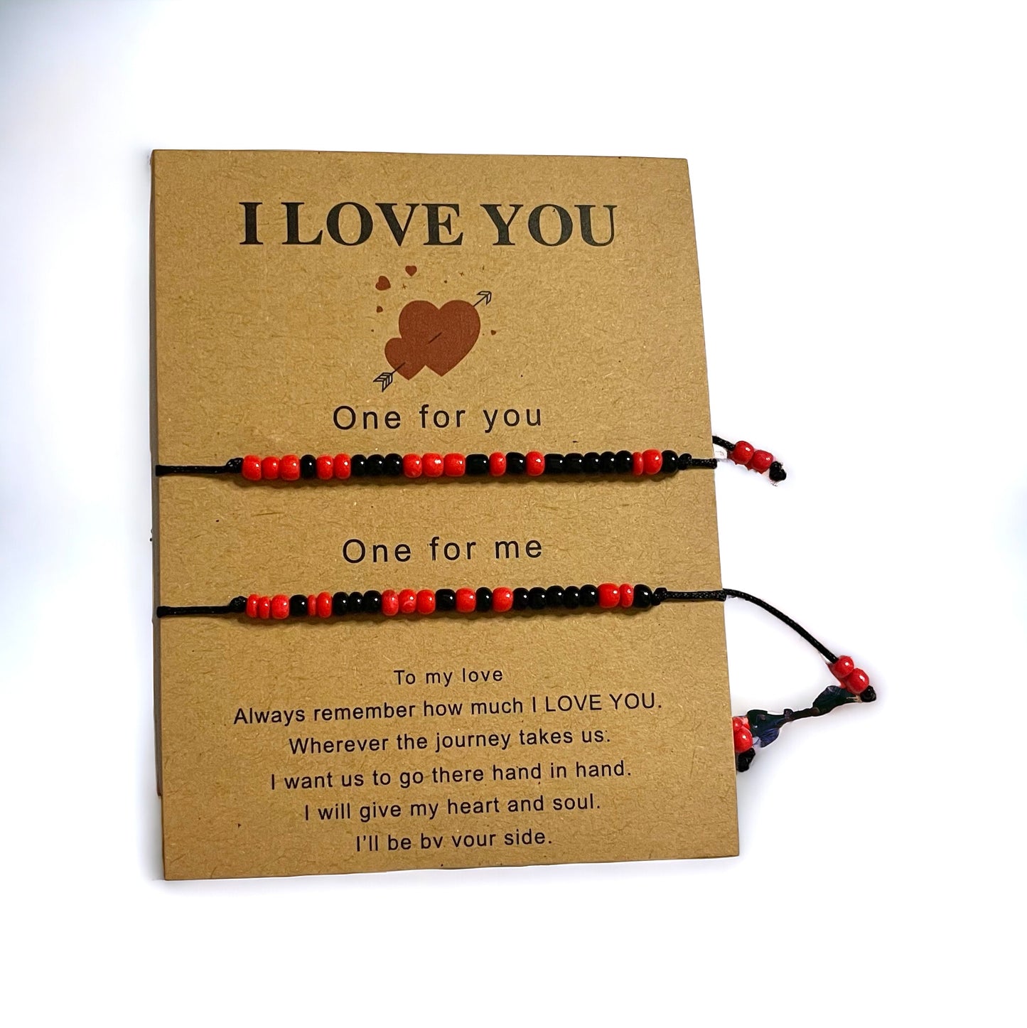 Black & Red Couple Beads Bracelets