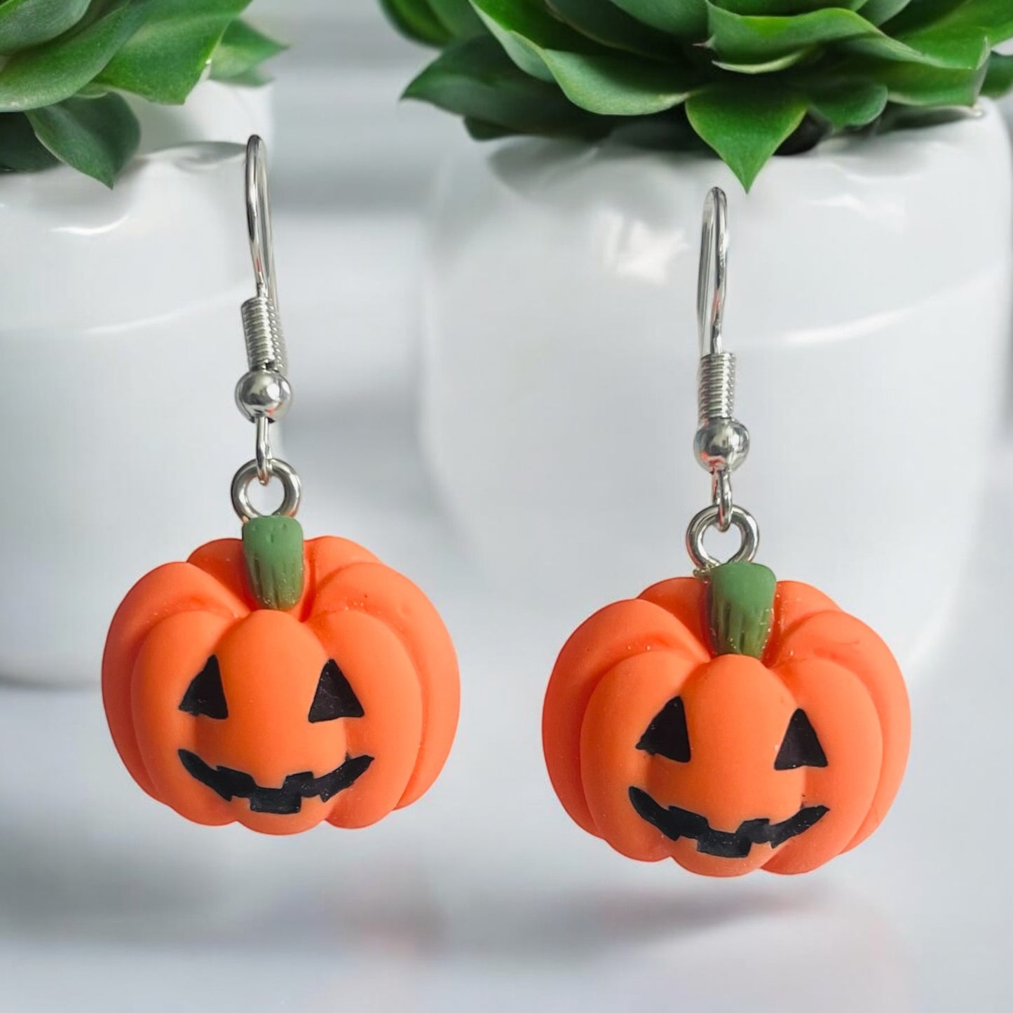 Happy Face Pumpking Small Drop Earring