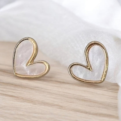 Small Heart Stud White Gold Earring