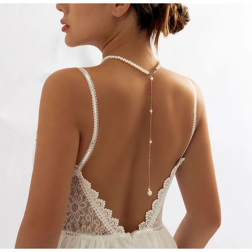 Back Chain Long Tassel Elegant Pearls