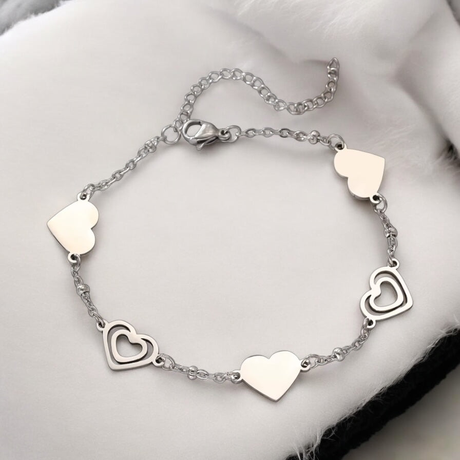 Five Hearts Charm Bracelet