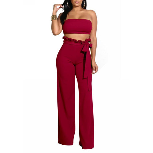 Women Burgundy 2 Piece Long Set