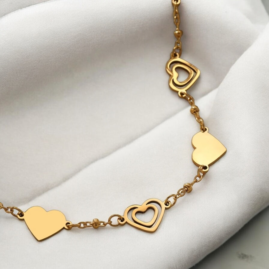 Five Hearts Charm Bracelet