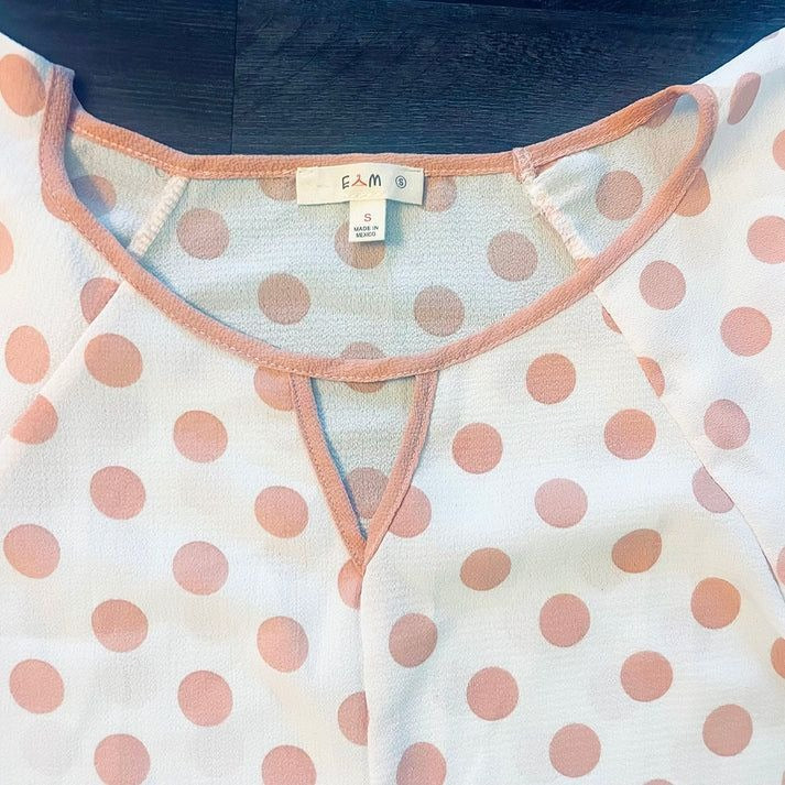 Ivory Peach Polka Dots Blouse