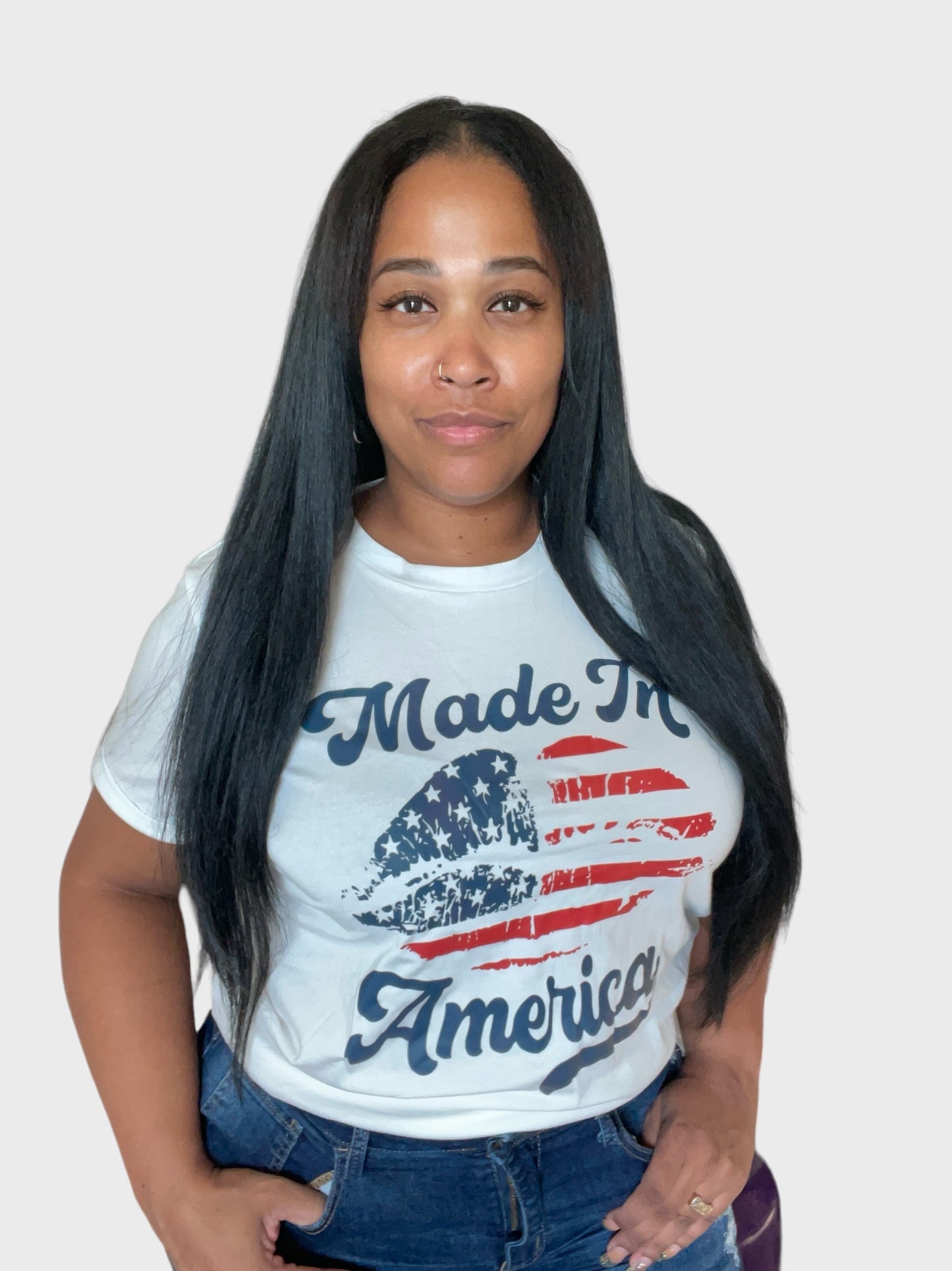 Made in America Lip Printed Crew T Shirt