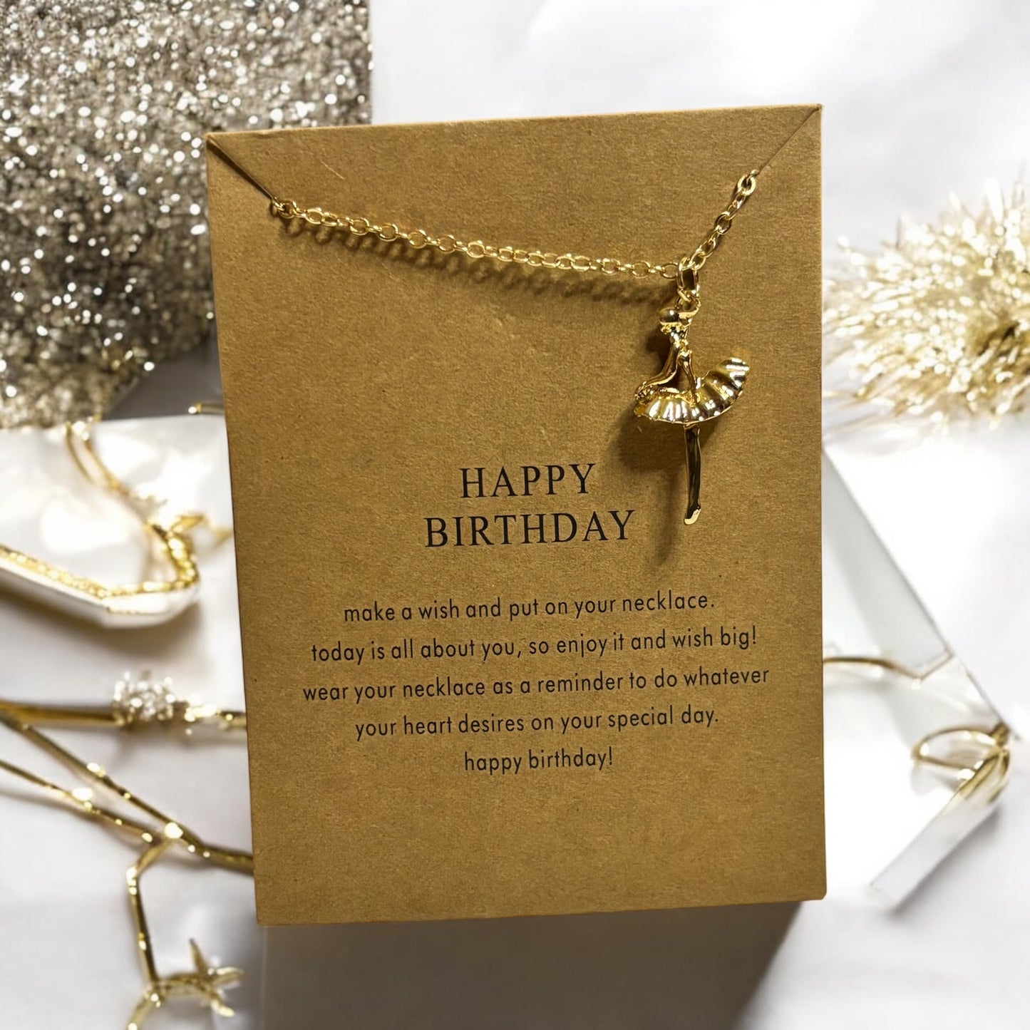 Dance Girl Pendant Birthday Card & Necklace