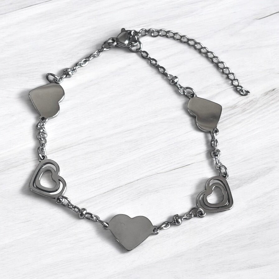 Five Hearts Charm Bracelet