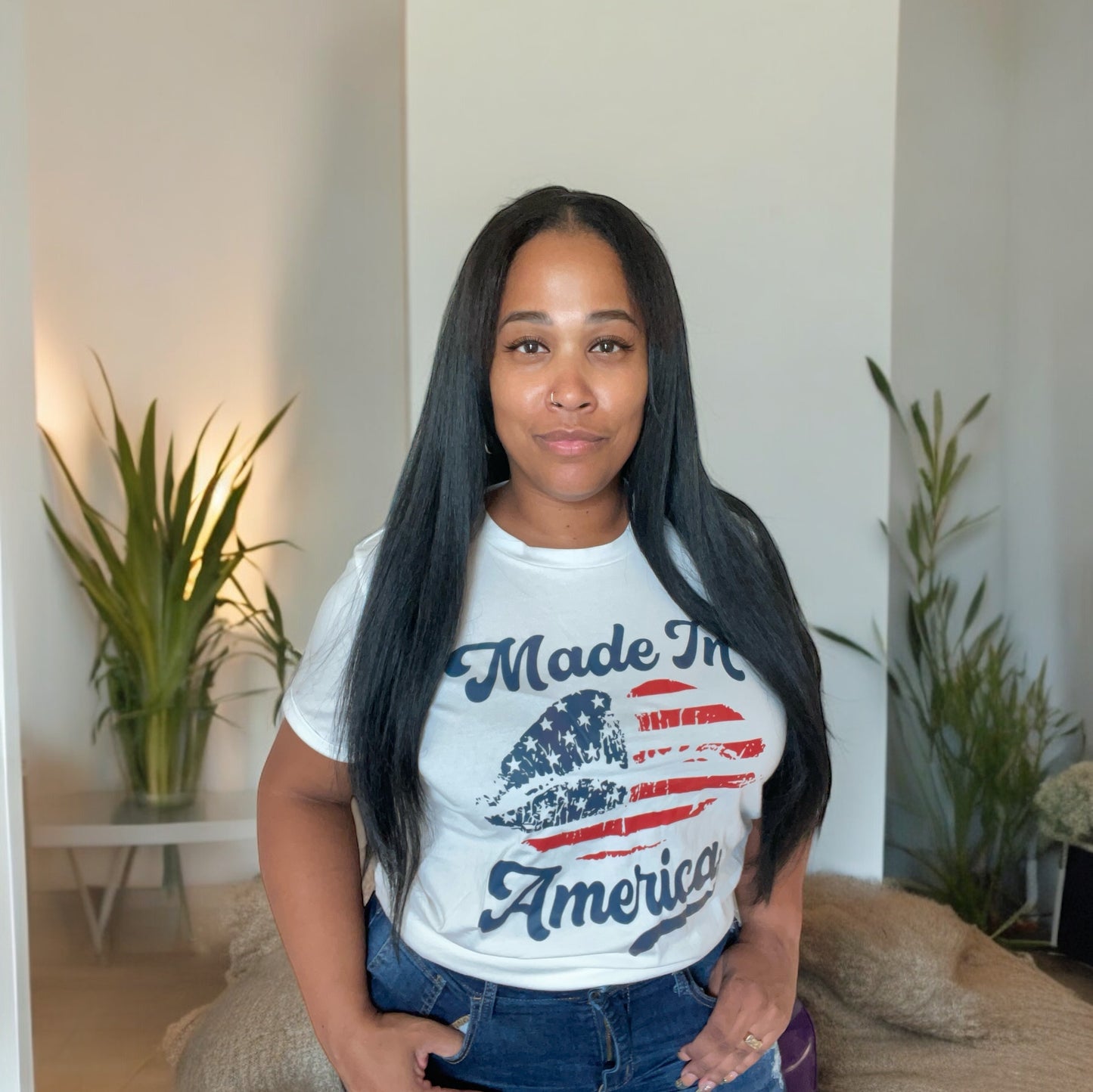 Made in America Lip Printed Crew T Shirt