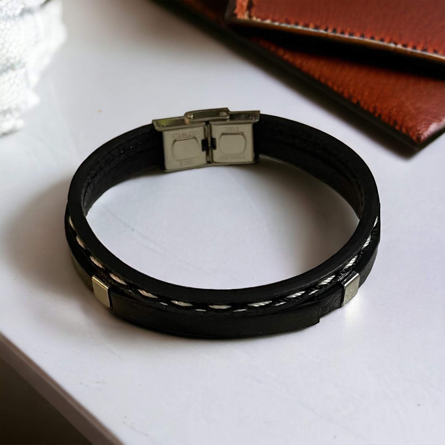Leather Black Men Bracelet