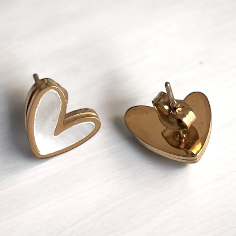 Small Heart Stud White Gold Earring