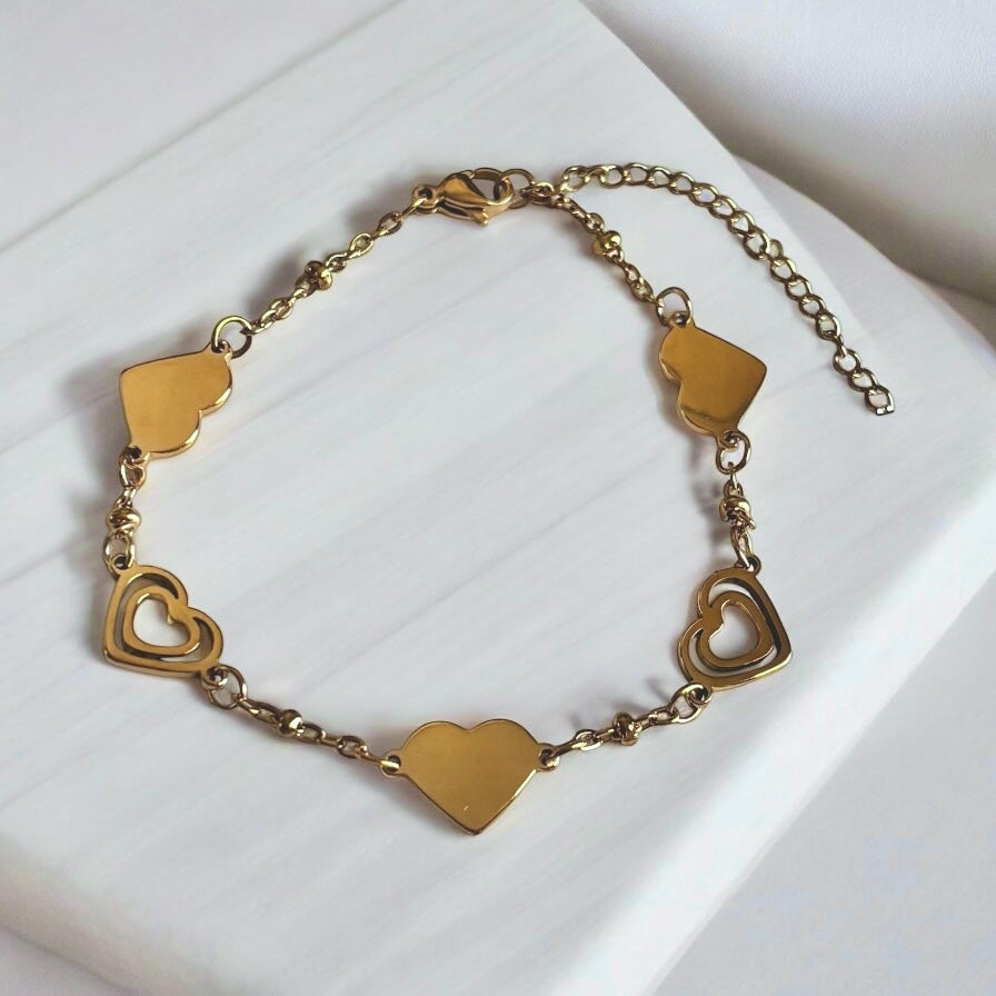 Five Hearts Charm Bracelet