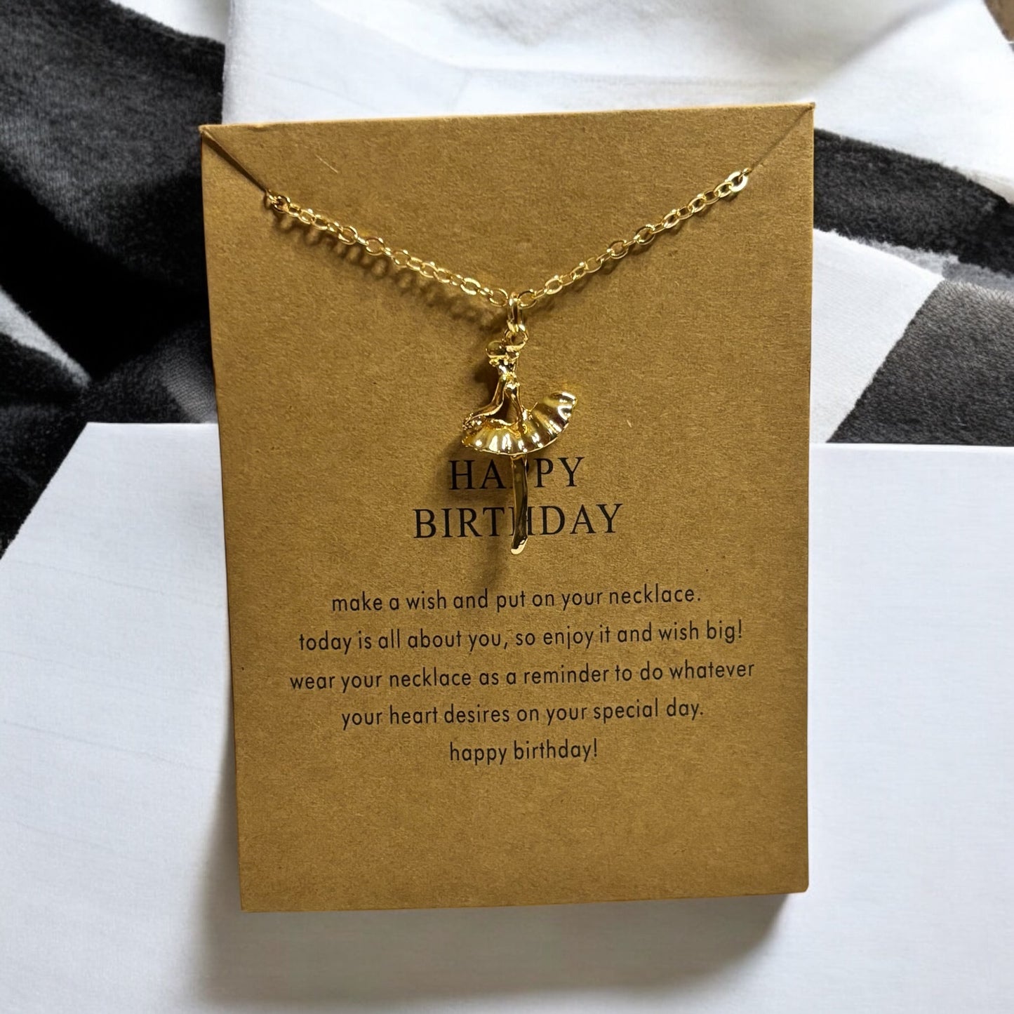 Dance Girl Pendant Birthday Card & Necklace