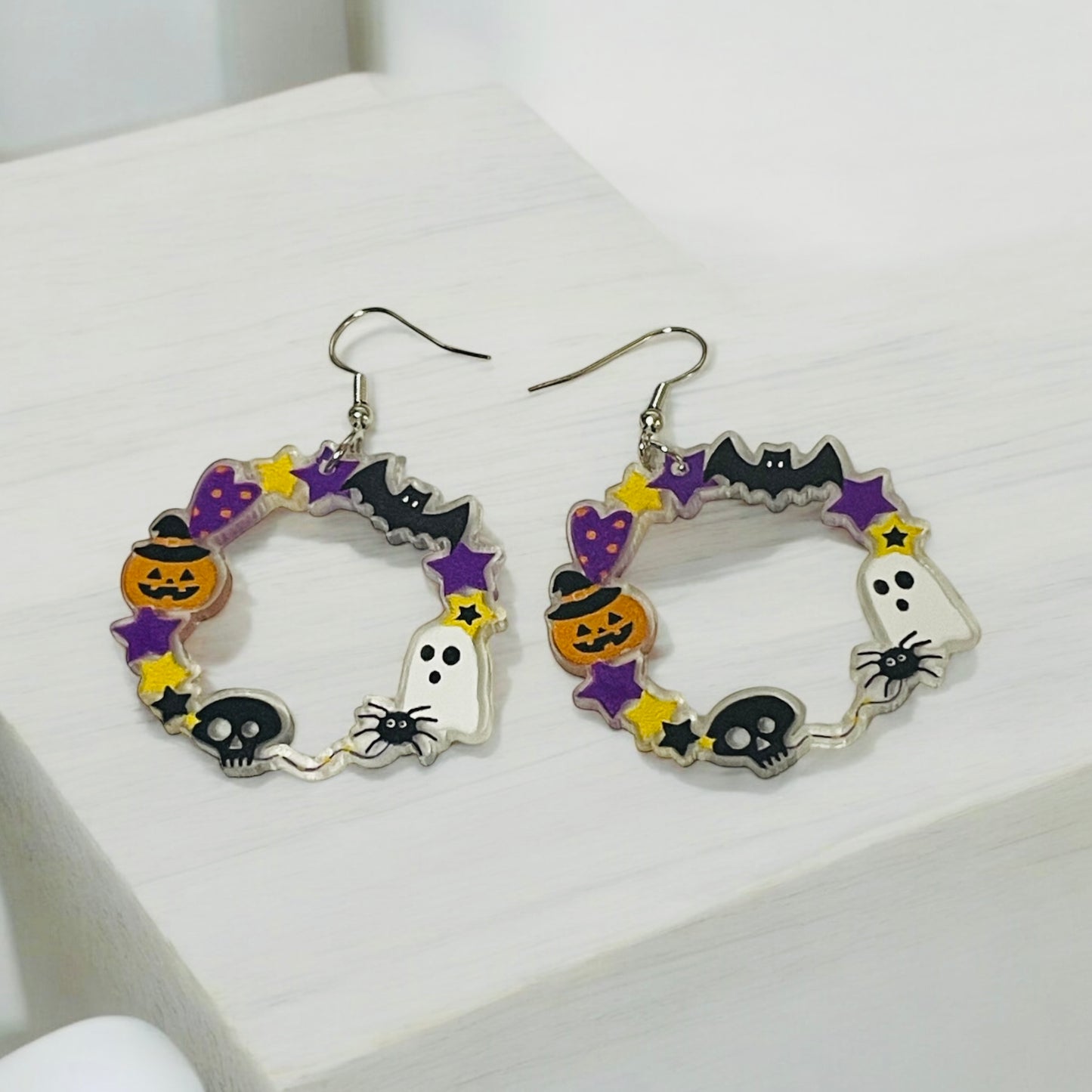 Acrylic Halloween Round Drop Earrings