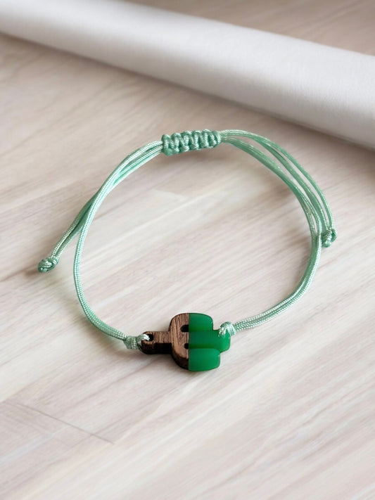 Pulsera de cuerda de cactus de madera estilo boho