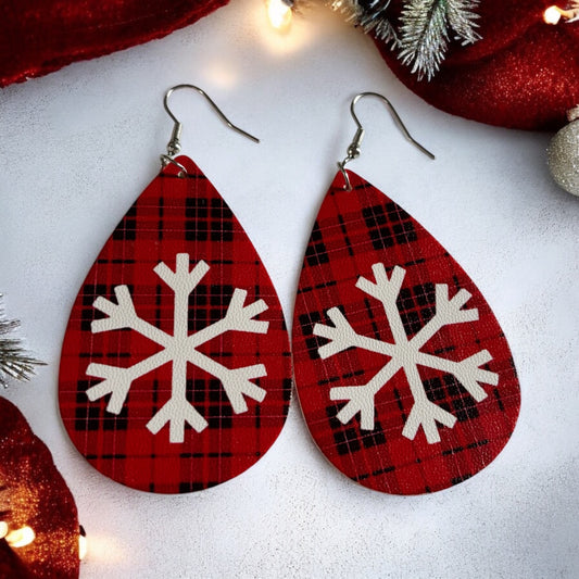 Snowflake Red Oval Earring