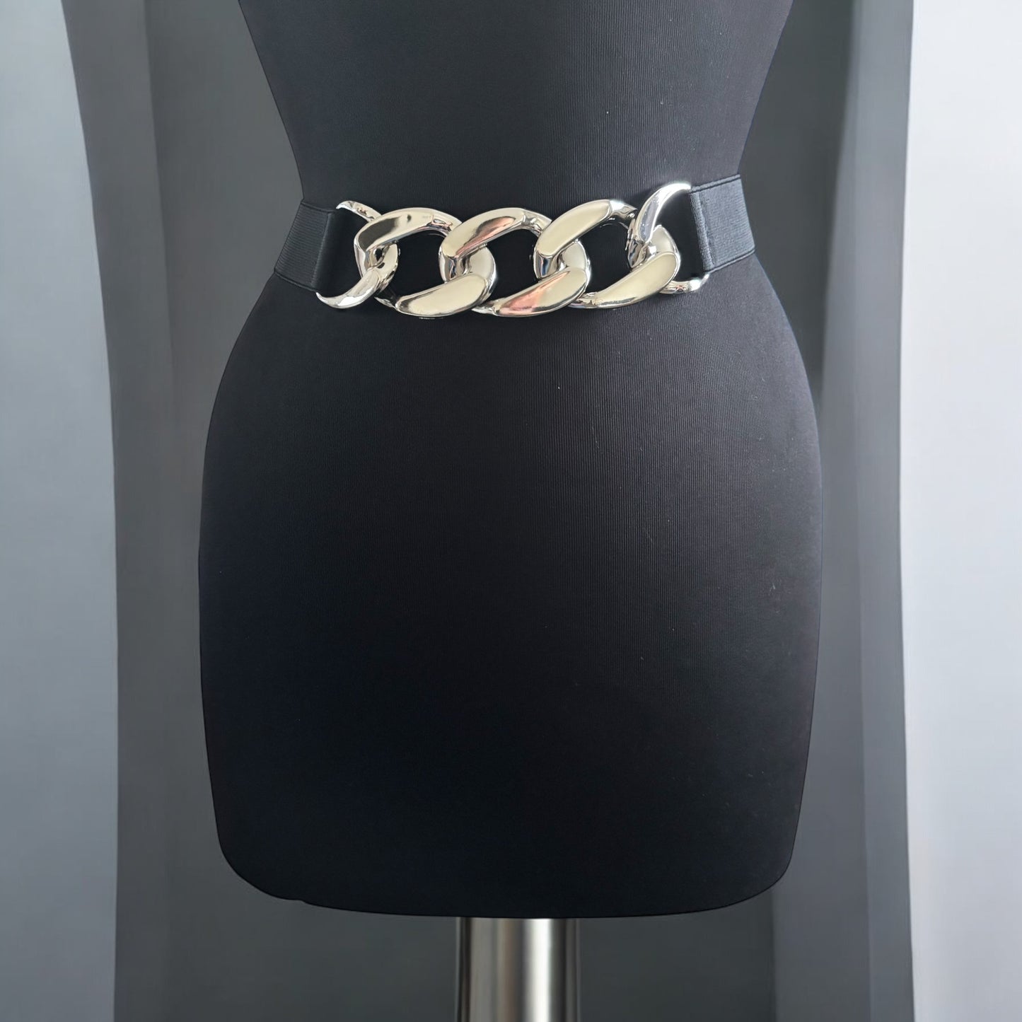 Black Metal Buckle Waist Belt