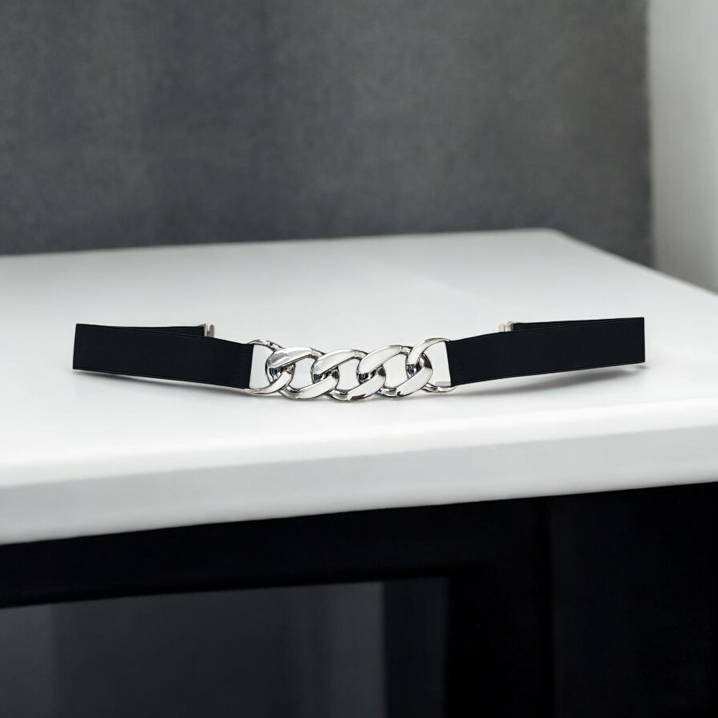 Black Metal Buckle Waist Belt