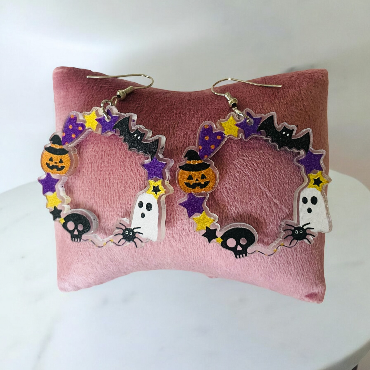 Acrylic Halloween Round Drop Earrings