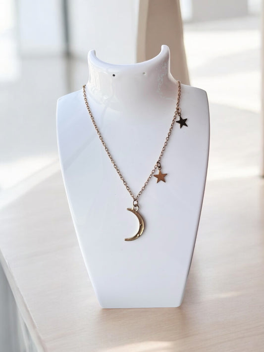 Collar con colgante de luna y estrella para mujer