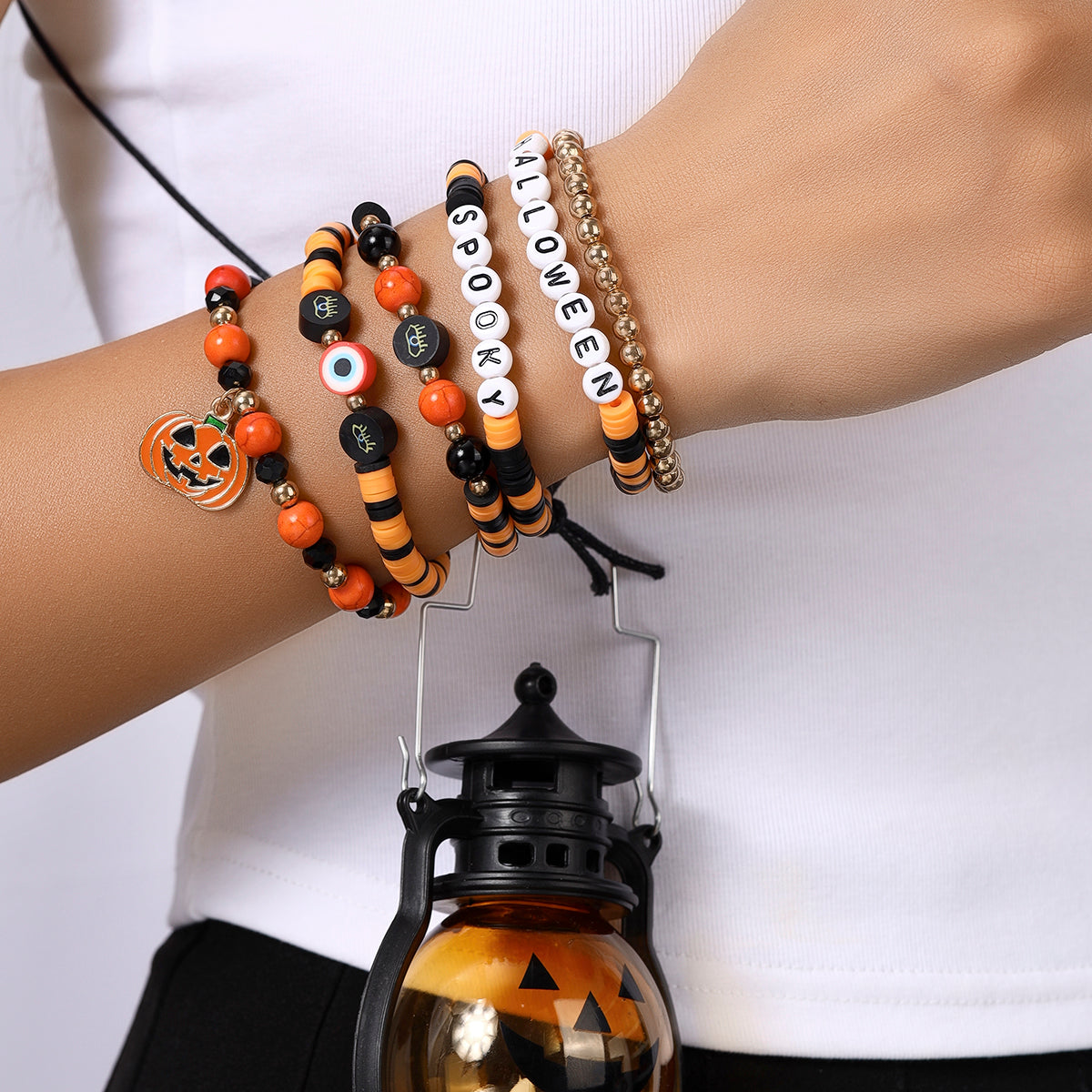 Casual Halloween Punk Pumpkin Bracelets Sets