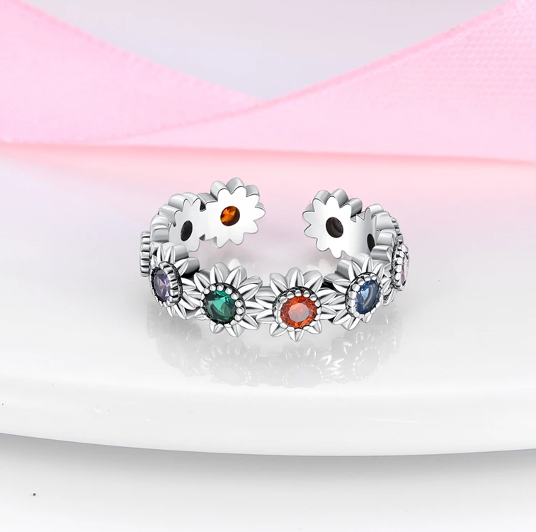 Floral Adjustable Colorful Ring