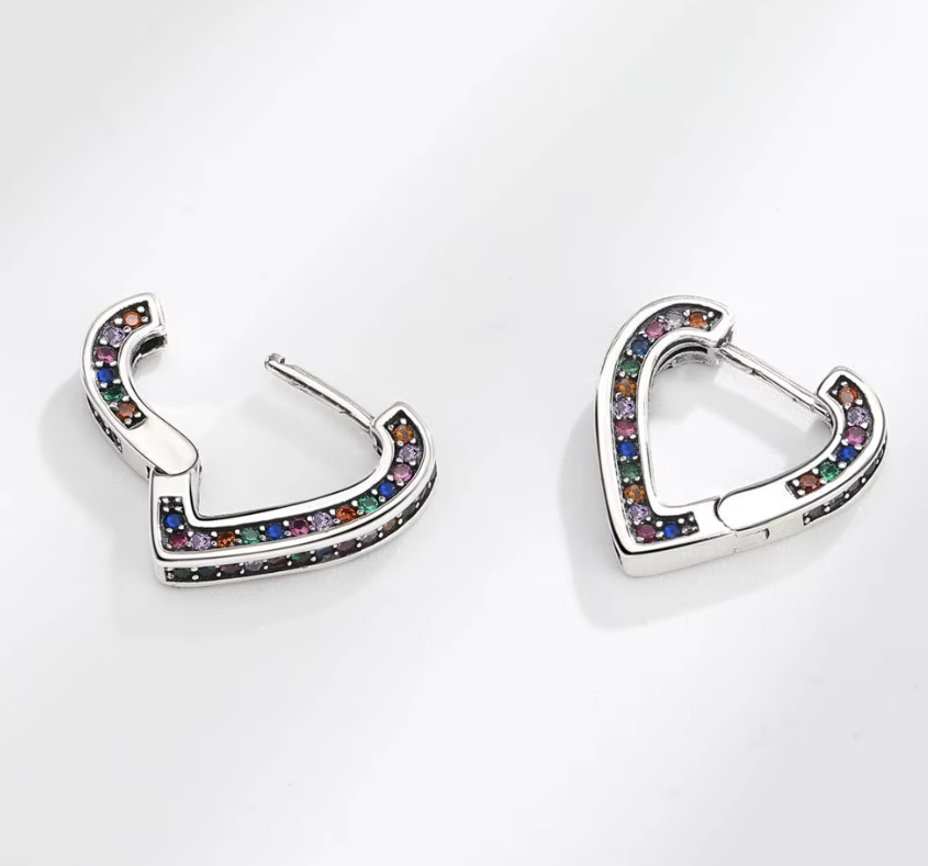 Colorful Heart Hoop Lightweight Earring