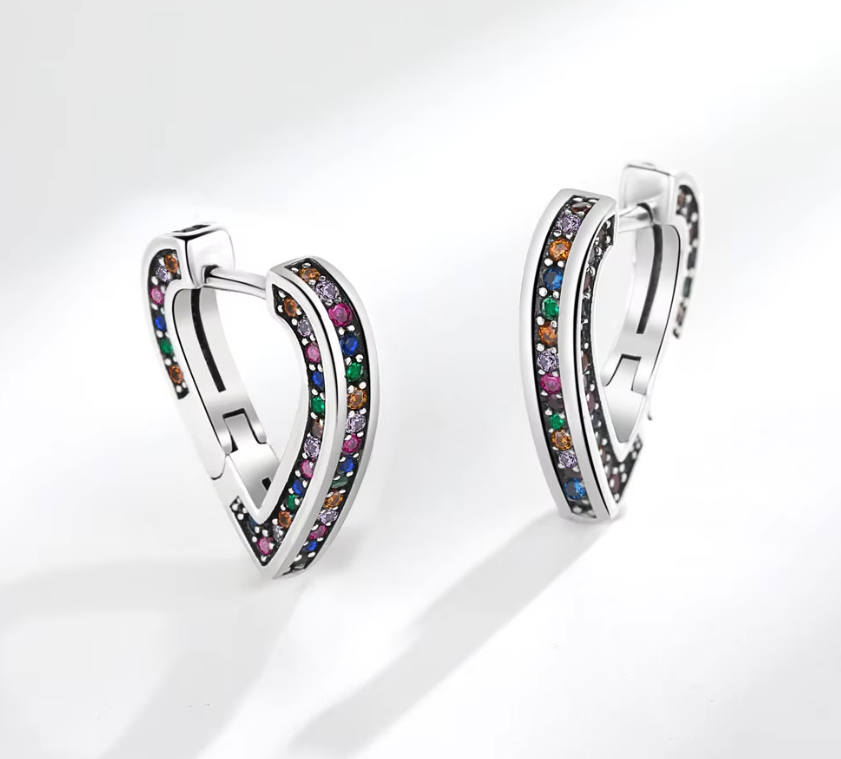 Colorful Heart Hoop Lightweight Earring