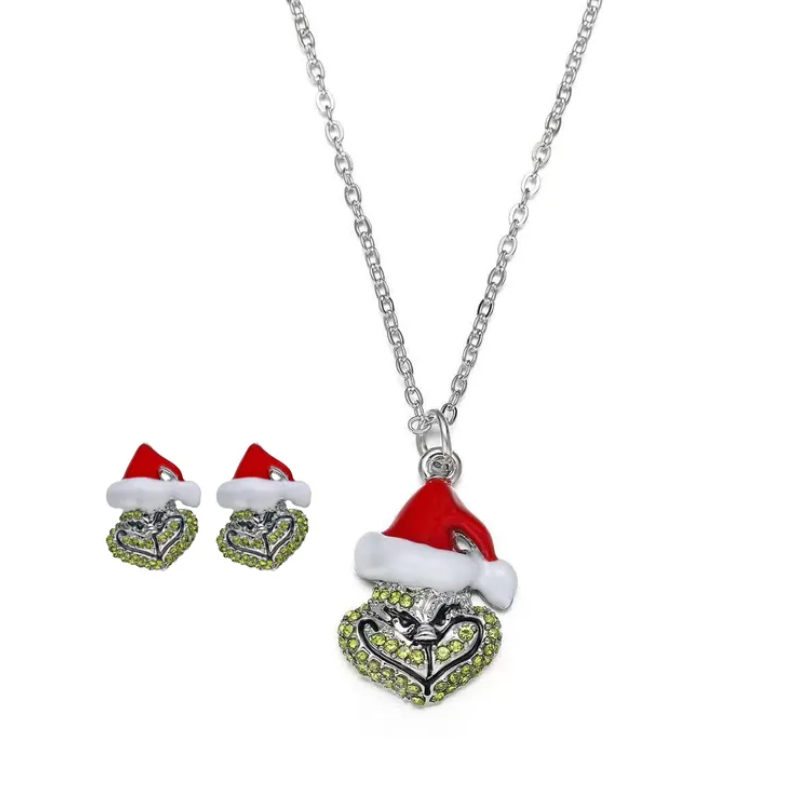 The Grinch Stud Earring and Necklace Set