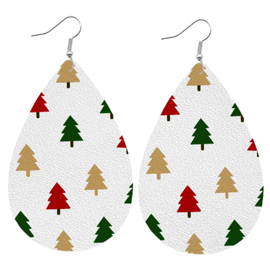 Colorful Trees Teardrop Earring