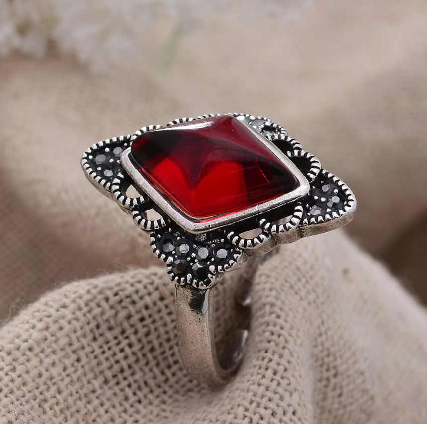 Ruby Diamond Adjustable 925 Ring