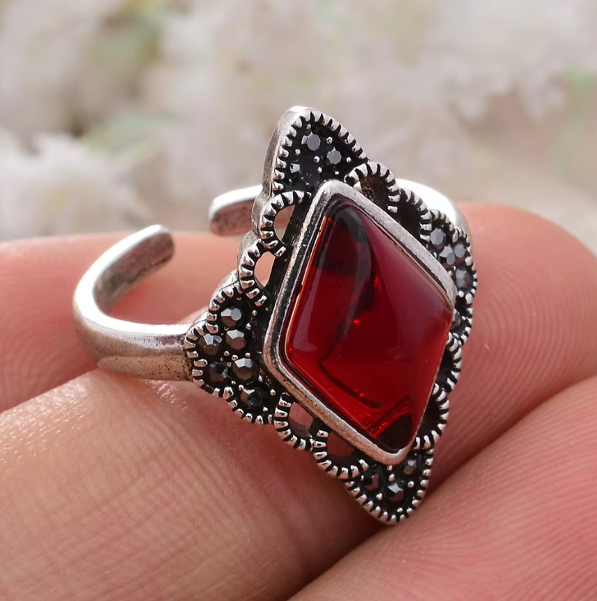 Ruby Diamond Adjustable 925 Ring