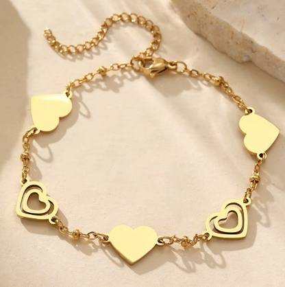 Five Hearts Charm Bracelet