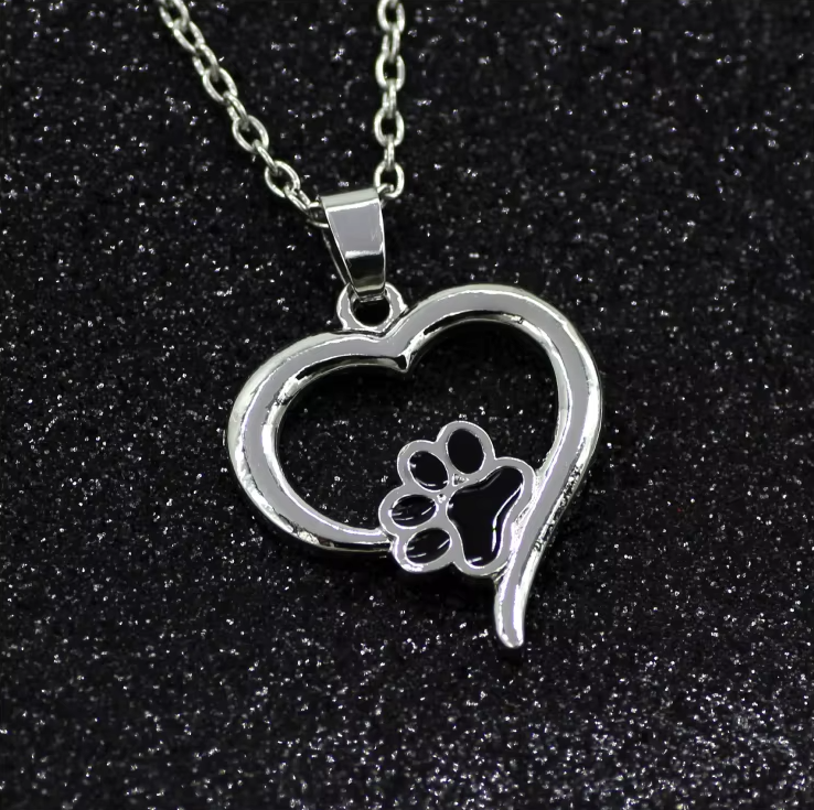 Paw and Heart Women Charm Necklace