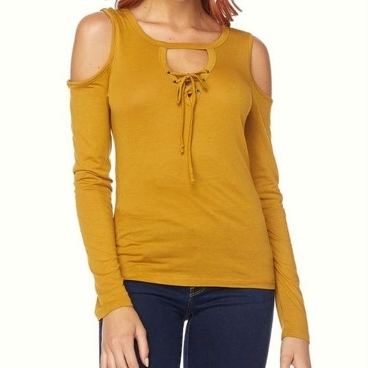 Off Shoulder Women Solid Mustard Women Top