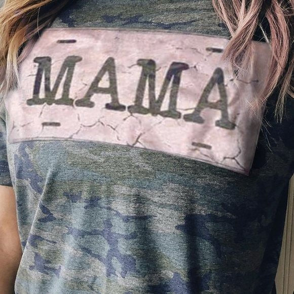 Women Green Graphic Camo Tee