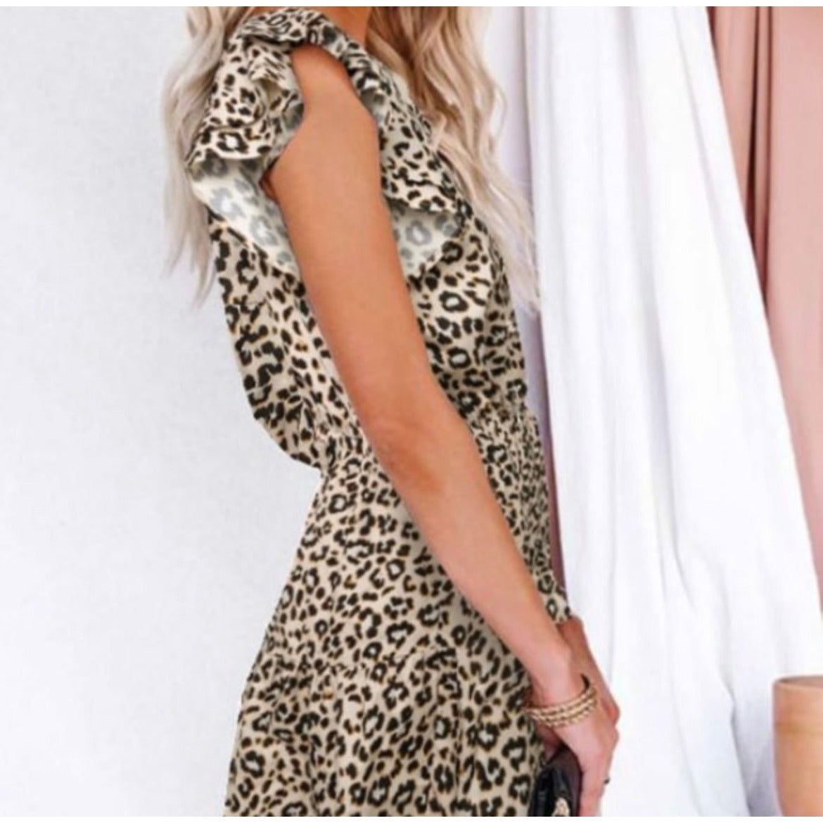 Leopard Women Button Ruffle Romper