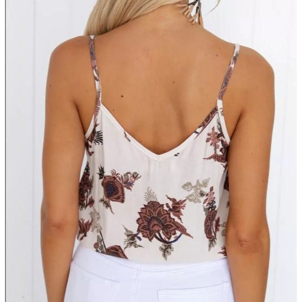 Floral Women Tank Top with Tie