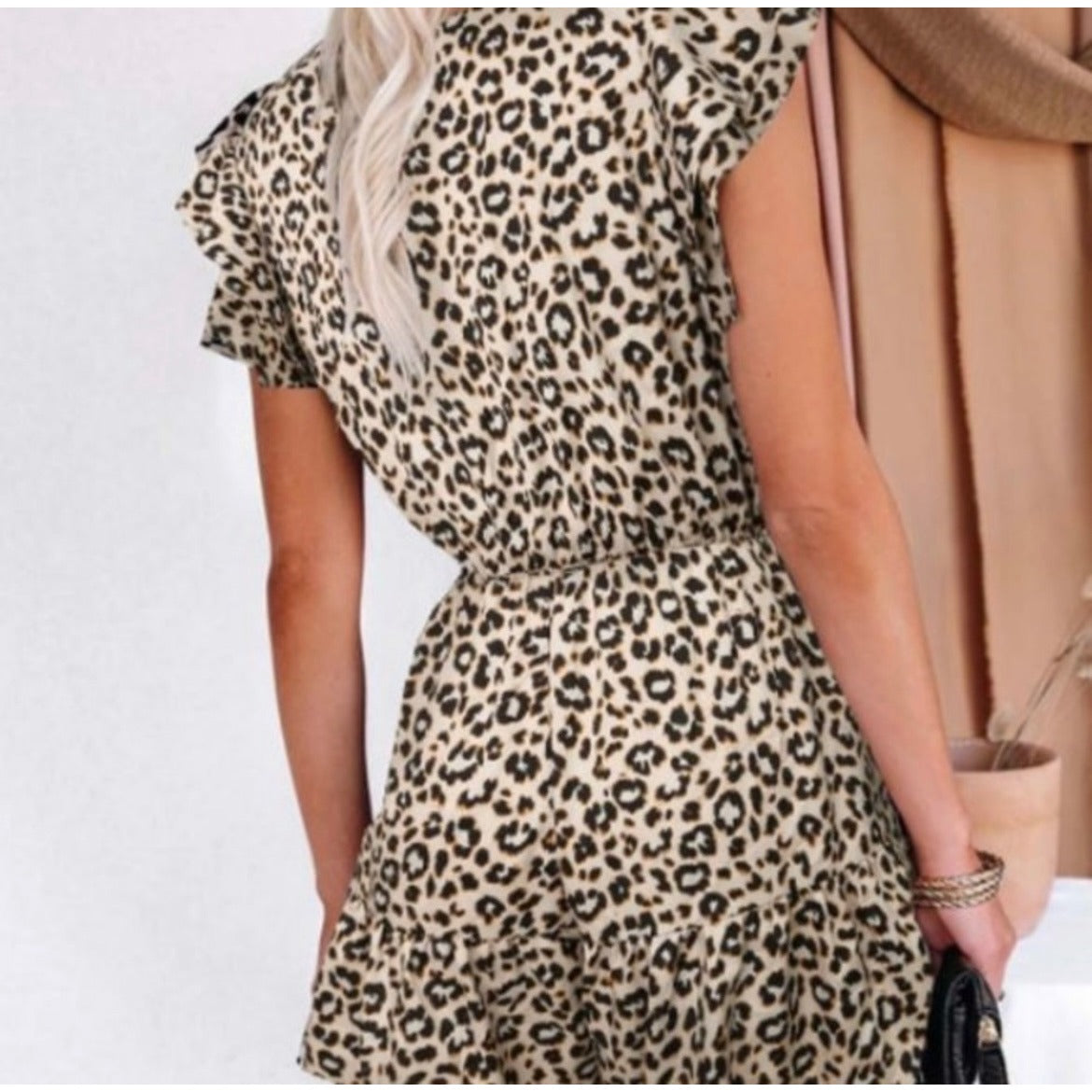 Leopard Women Button Ruffle Romper