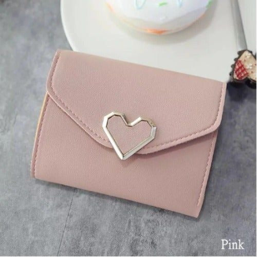 Women Heart Small Wallet - Pink