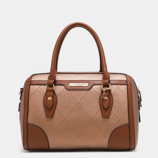 Vegan Leather Quilted Boston Bag