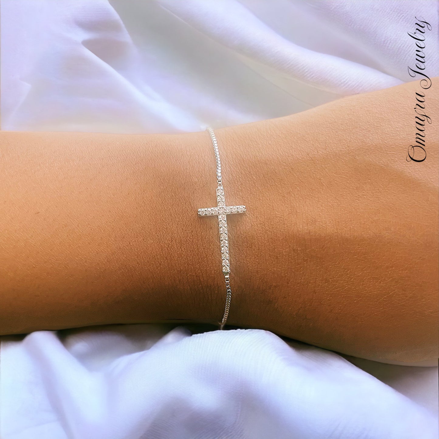 Luxury Sterling Silver Cross Bracelet