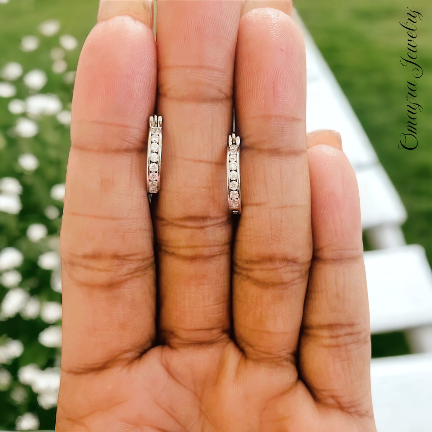 Silver Zircon Crystal Small Hoop Earrings